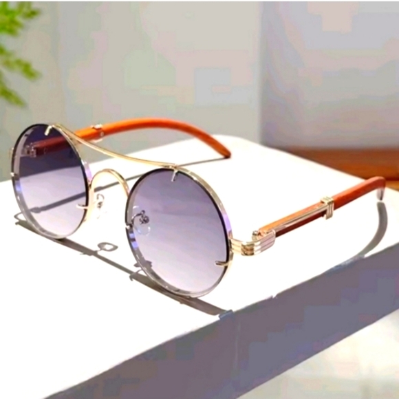Gold and Brown Unisex Sunglasses